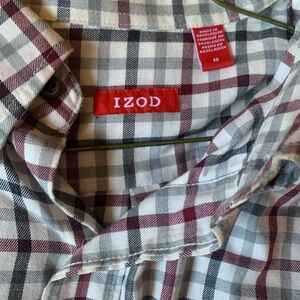 Izod Men's Plaid Shirt - Burgundy and Gray
